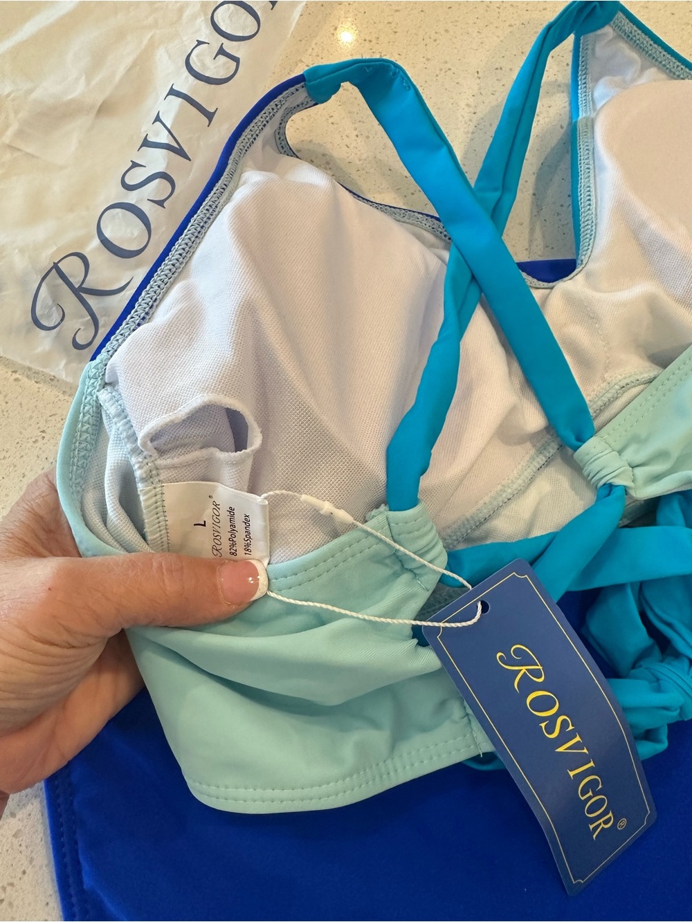 NWT-Women’s Colorblock Blue Bikini Set - Picture 8 of 10